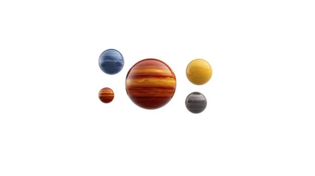 färgrik planeter med unik texturer och vibrerande nyanser flyta i Plats, skapande overkligt kosmisk scen med känsla av undra och fantasi png