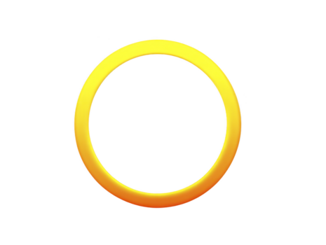 Yellow ring circular shape glowing border isolated on transparency background simple design bright color minimal style digital illustration modern art abstract element png