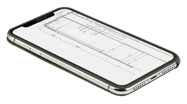 smartphone mobil enhet digital skärm arkitektonisk teckning teknisk plan modern teknologi isolerat genomskinlighet bakgrund kommunikation innovation. smartphone visning arkitektonisk png