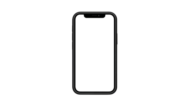 Black smartphone frame modern mobile device isolated on transparent background minimal design blank screen technology concept digital communication sleek and simple png