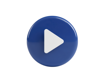 blå spela knapp 3d ikon vit triangel glansig yta isolerat digital symbol modern design användare gränssnitt media kontrollera glad png