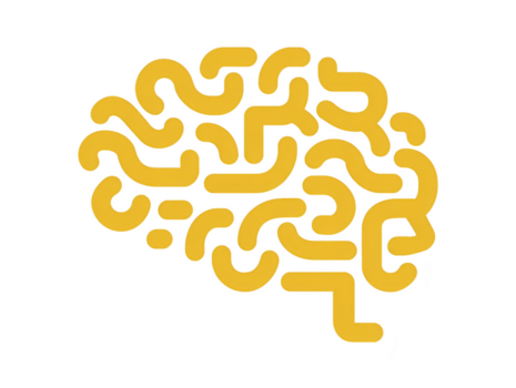 astratto cervello giallo isolato su trasparenza sfondo simboleggiante intelligenza creatività e innovazione con moderno minimo e artistico stile evocando curiosità e ispirazione png