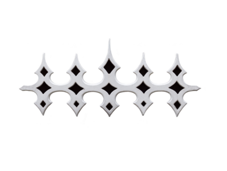 meetkundig zilver patroon, symmetrisch metaal ornament, abstract verrijkt ontwerp, modern decoratief element, scherp wees vormen, elegant en stijlvol, geïsoleerd Aan transparantie achtergrond png