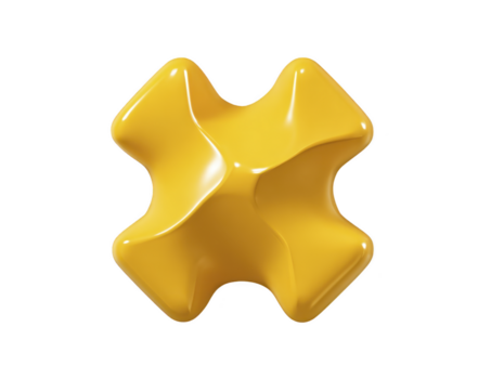 giallo astratto geometrico forma lucido superficie moderno design 3d interpretazione isolato su trasparenza sfondo giocoso e creativo liscio struttura contemporaneo arte minimalista stile png