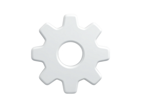 vit redskap ikon, 3d tolkning, isolerat på transparent bakgrund, symboliserar inställningar, maskineri, eller teknik koncept, med rena och modern design för teknologi eller industri använda sig av png