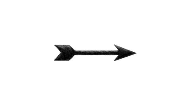 Black arrow grunge texture isolated on transparent background pointing right simple design hand drawn style bold minimal direction navigation modern png