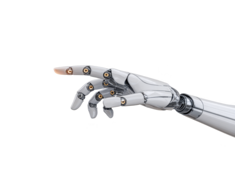 robot hand artificiell intelligens teknologi innovation trogen metallisk mekanisk isolerat pekande gest förmedlar känsla av precision och Avancerad teknik png