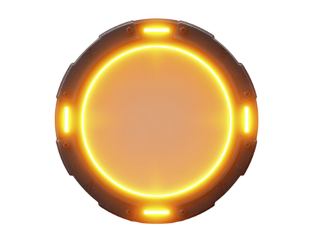 futurista brilhando laranja círculo sci fi volta interface iluminado digital botão Alto tecnologia Projeto vibrante energia moderno tecnologia abstrato fundo cyber estilo brilhante luz circular forma png