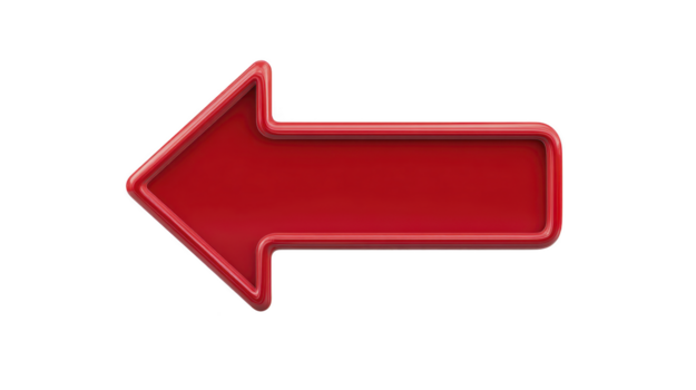 vermelho seta esquerda direção lustroso 3d estilo isolado navegação ponteiro negrito simples gráfico símbolo placa moderno atenção realçar alegre Projeto digital rede interface ícone direção png