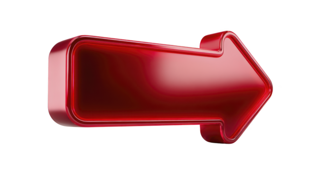 vermelho seta 3d lustroso isolado certo direção moderno navegação ponteiro símbolo gráfico elemento vibrante negrito digital placa atenção realçar brilhante simples Projeto ícone alegre png