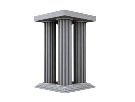quattro alto, grigio, scanalato colonne con classico design supporto piazza capitale, evocando antico architettura e senso di forza e stabilità png
