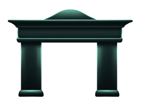 clásico arco Roca estructura arquitectónico elemento verdoso matiz antiguo estilo dos columnas histórico diseño elegante aislado en transparencia antecedentes png