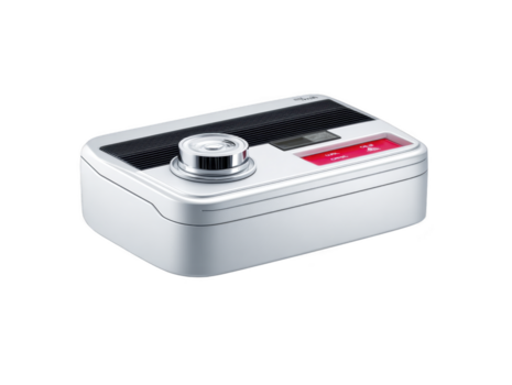 moderno branco eletrônico dispositivo retangular forma digital exibição ao controle botão vermelho botão lustroso Projeto isolado transparência fundo tecnologia médico equipamento limpar \ limpo estético profissional usar png