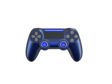 Blue game controller with modern design illuminated touchpad and analog sticks suitable for gaming entertainment and e sports isolated on transparent background technology concept png