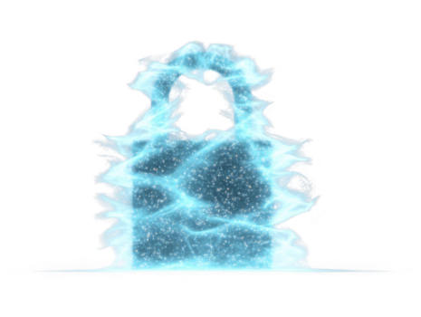 Glowing padlock, electric energy, blue light, security, digital protection, spark effect, and futuristic style create sense of secure access and advanced technology png