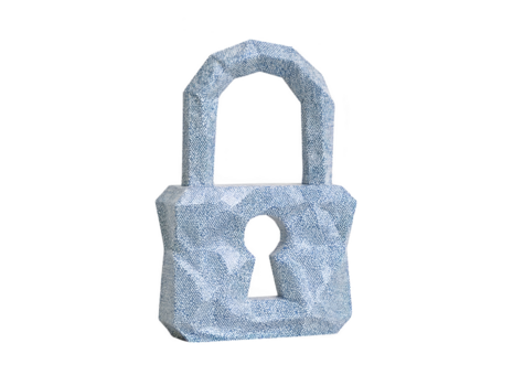 Low poly padlock, geometric style, textured surface, isolated on transparent background, symbolizing security, privacy, and protection in modern digital context png