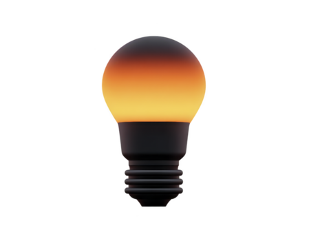 Light bulb with warm gradient glow, isolated on transparent background, modern energy saving design, soft illumination, creative concept, minimal style, realistic detail png