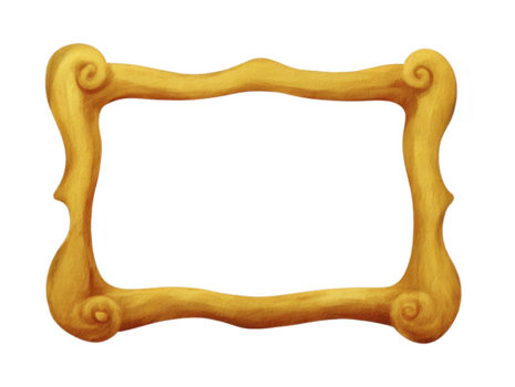 dorado florido marco con caprichoso remolinos, mano pintado madera textura, vacío centro, aislado en transparente fondo, juguetón y artístico ánimo, adecuado para decoración o diseño png