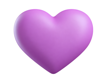 Purple heart shape 3D rendering smooth surface isolated on transparent background symbolizing love affection romance and positivity suitable for creative design projects png