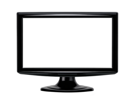 Preto computador monitor com em branco tela isolado em transparência fundo, moderno plano tela exibição para tecnologia e digital usar png
