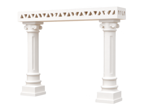 ancien blanc pierre arcade avec décoratif triangulaire découpes et classique Colonnes, symbolisant historique architecture et élégant conception dans faire le ménage, brillant style png