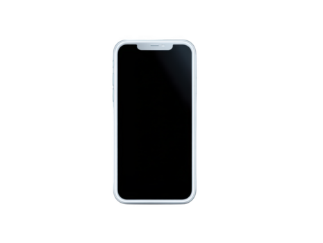 Smartphone with blank screen isolated on transparency background, modern mobile device with white frame and sleek design for digital communication and apps png