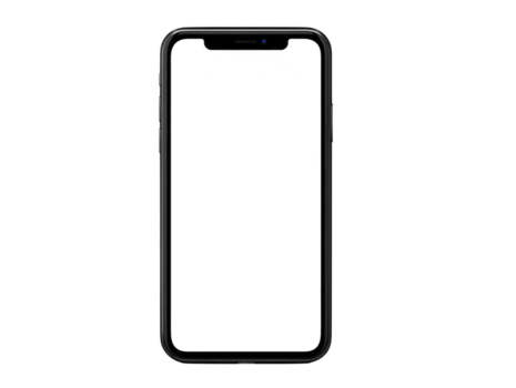 teléfono inteligente con negro marco y blanco pantalla aislado en transparente fondo, moderno móvil dispositivo para comunicación y aplicaciones png