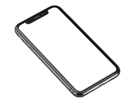 teléfono inteligente con negro pantalla aislado en transparente fondo, moderno móvil dispositivo con pulcro diseño y botones en lado, tecnología concepto png