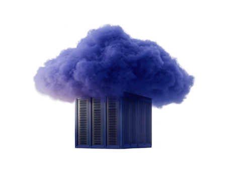 nuvem Informática conceito com servidor prateleira e azul nuvem acima, simbolizando dados armazenamento e digital tecnologia inovação dentro futurista estilo png