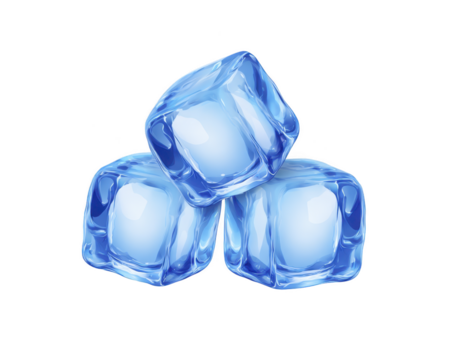 drie Doorzichtig ijs kubussen gestapeld samen, tonen glanzend, transparant structuur met koel blauw toon, geïsoleerd Aan transparantie achtergrond, verfrissend en schoon uiterlijk png