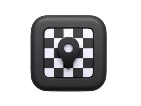 nero e bianca scacchi Posizione perno icona con arrotondato piazza sfondo, simboleggiante navigazione o carta geografica marcatore nel moderno stile png