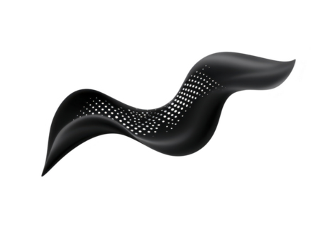 svart abstrakt Vinka med prickad mönster och slät kurvor, skapande dynamisk och modern design element med glansig Avsluta och strömmande form png