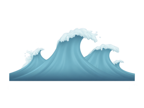 grande blu oceano onda con bianca schiuma cresta, dinamico movimento, e spruzzi acqua, simboleggiante energia e energia, isolato su trasparente sfondo png