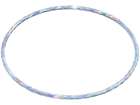 Iridescent twisted circle metallic ring isolated on transparent background shiny decorative hoop modern minimal design reflective surface elegant and simple suitable for digital art png