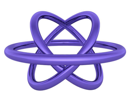 violet métallique abstrait forme, Trois emboîtement anneaux, brillant finir, isolé sur transparence arrière-plan, moderne géométrique conception, futuriste et Créatif concept, 3d le rendu png