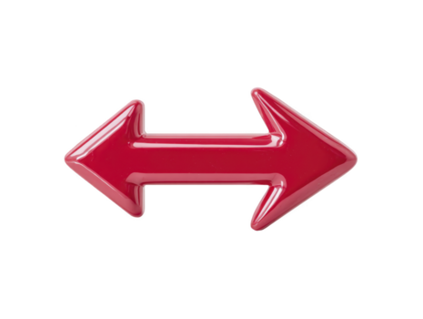 röd dubbel- pil glansig Avsluta isolerat på transparent bakgrund symboliserar riktning val navigering eller rörelse lämplig för webb design Skyltning eller infographic använda sig av png