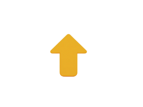 gul uppåt pil symbol isolerat på genomskinlighet bakgrund, enkel geometrisk form, platt design, riktning indikator, navigering begrepp, glad och positiv humör png