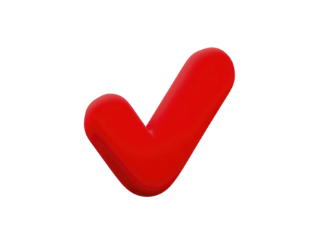rood controleren Mark 3d symbool geïsoleerd Aan transparant achtergrond stoutmoedig ontwerp goedkeuring bevestiging positief modern gemakkelijk levendig geschikt voor web en grafisch projecten png