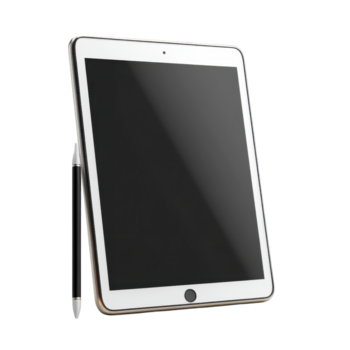 moderno tavoletta con stilo progettato per creativo compiti e digitale prendere appunti nel un' minimalista stile, trasparente sfondo png