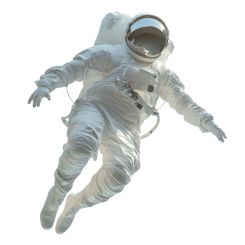Astronaut floating in space during a spacewalk in a bright and clear cosmic environment, Transparent Background png