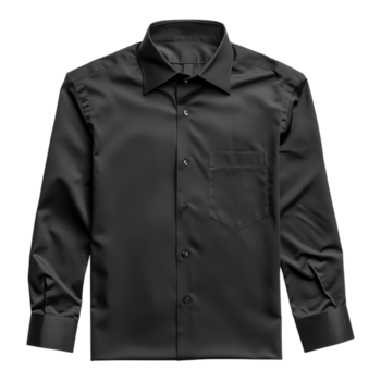 Stylish black long-sleeve shirt shown without a background on transparent background png