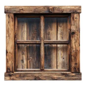 Rustic wooden window frame on a transparent background on transparent background png