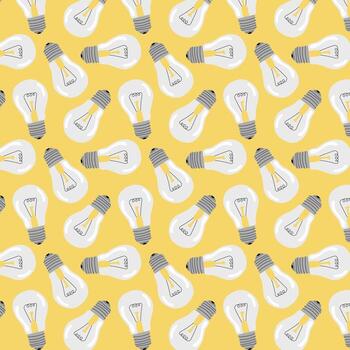 Seamless Bulb Pattern for Modern Creative Design. Continuous seamless pattern featuring simple light bulb icons, symbolizing ideas, innovation and inspiration, perfect for creative or tech background vector