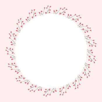 Round heart branch frame with space for text on pink background vector
