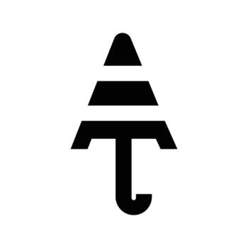 Minimalist black umbrella icon, a sleek graphic symbolizing weather protection, safety, and shelter, ideal for diverse digital design projects or as a game UI element vector