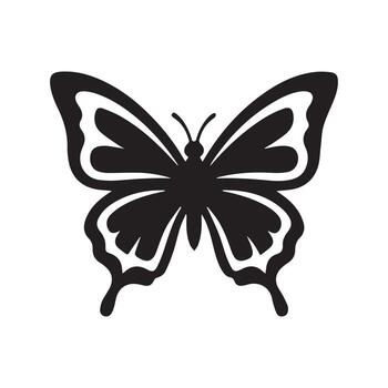 Stylized Monochrome Butterfly Graphic Element with Detailed Wings A Beautiful Nature Motif Perfect for Diverse Digital Design Applications and Creative Projects vector