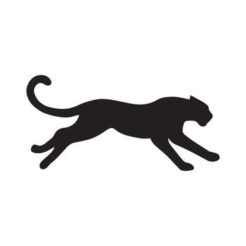 Silhouette of a leaping panther running, representing power and agility in a clean, graphic style vector