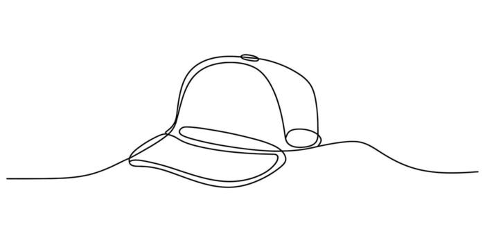 Abstract continuous line drawing of a baseball cap minimalist sketch vector