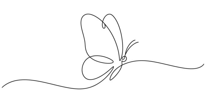 Elegant butterfly rendered as a simple continuous line drawing art vector
