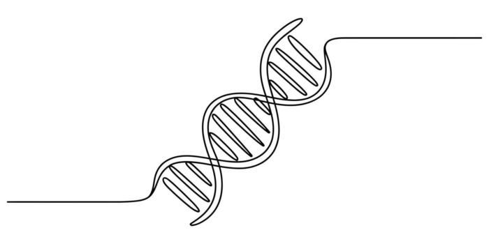 continuo línea dibujo de un adn doble hélice estructura vector